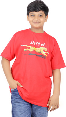 Yellowtoons Boys Printed Cotton Blend Regular T Shirt(Red, Pack of 1)