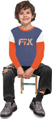 FTX Boys Printed Polyester Regular T Shirt(Light Blue, Pack of 1)