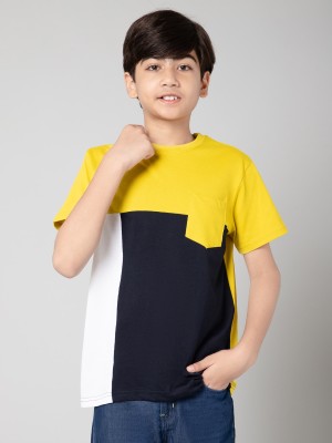 PROVOGUE Boys Colorblock Pure Cotton Regular T Shirt(Multicolor, Pack of 1)