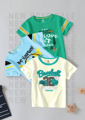 Codez Boys Printed Cotton Blend Regular T Shirt(Multicolor, Pack of 3)