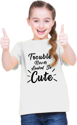 Zudys Boys & Girls Typography Pure Cotton Oversized T Shirt(White, Pack of 1)