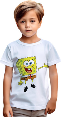 SKE Boys & Girls Graphic Print Cotton Blend Regular T Shirt(White, Pack of 1)