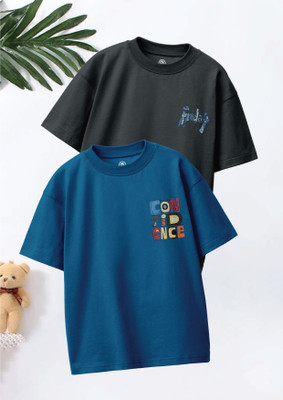 Codez Boys Graphic Print Pure Cotton Oversized T Shirt(Multicolor, Pack of 2)