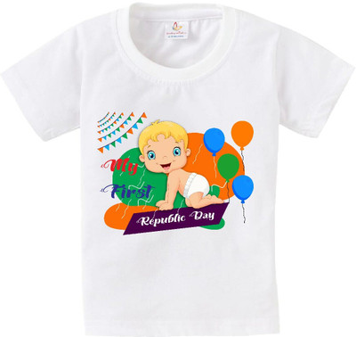 Babywish Baby Boys & Baby Girls Self Design Pure Cotton Regular T Shirt(White, Pack of 1)