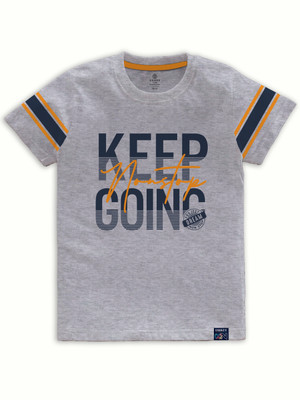 Codez Boys Printed Cotton Blend Regular T Shirt(Grey, Pack of 1)