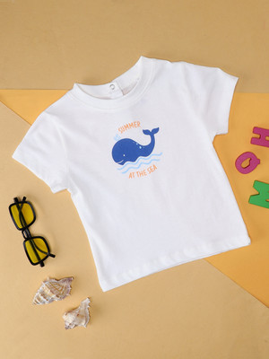 milou Boys Graphic Print Pure Cotton Regular T Shirt(White, Pack of 1)