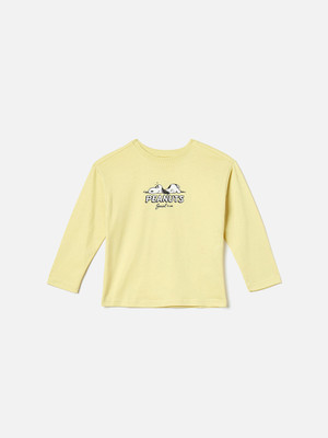 JUNIORS by Babyshop Boys Printed Cotton Blend Regular T Shirt(Yellow, Pack of 1)