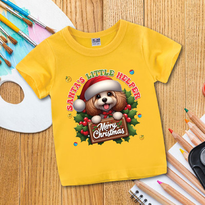 MOMS DESIRE Baby Boys & Baby Girls Self Design Cotton Blend Regular T Shirt(Yellow, Pack of 1)