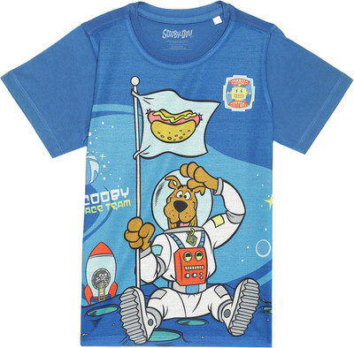 Scooby Doo by Wear Your Mind Boys Printed Polycotton Regular T Shirt(Light Blue, Pack of 1)