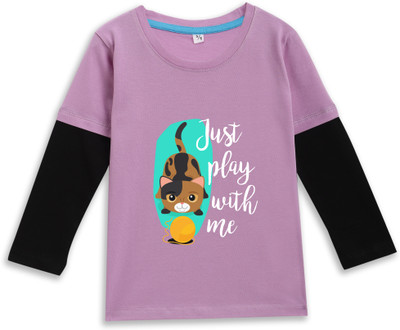 Superb Starling Boys & Girls Self Design Pure Cotton Regular T Shirt(Purple, Pack of 1)