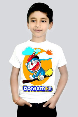 tiftiprint Boys & Girls Typography, Printed Cotton Blend Regular T Shirt(White, Pack of 1)