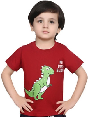 TADEO CREATION Boys Printed Cotton Blend Oversized T Shirt(Red, Pack of 1)