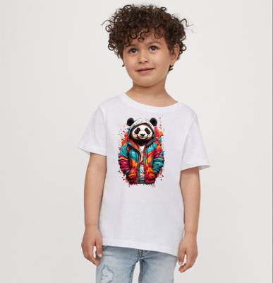 THEVENUS Boys & Girls Printed Polyester Regular T Shirt(White, Pack of 1)