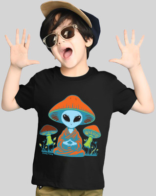 AOOSH Boys Printed Cotton Blend Regular T Shirt(Light Blue, Black, Pack of 2)