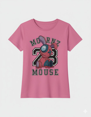 truffles Girls Self Design Cotton Blend Regular T Shirt(Pink, Pack of 6007)