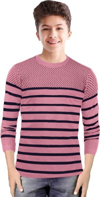 JUGULAR Boys Printed, Striped Pure Cotton Regular T Shirt(Pink, Pack of 1)