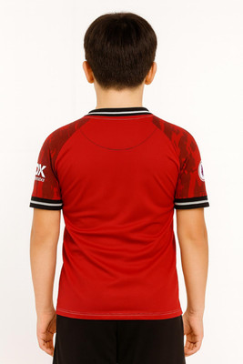 teky Boys & Girls Printed Polyester Regular T Shirt(Red, Pack of 1)