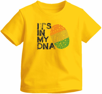 Luv My India Boys & Girls Graphic Print Pure Cotton Regular T Shirt(Yellow, Pack of 1)