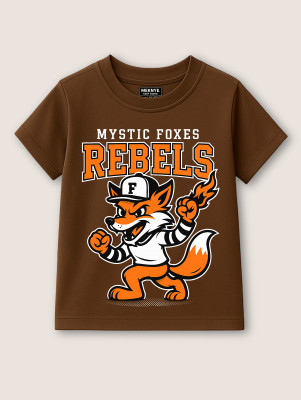 MEKNYE KIDS Boys Printed Pure Cotton Regular T Shirt(Brown, Pack of 1)