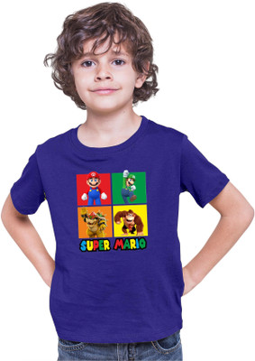 Printabulous Boys & Girls Printed Pure Cotton Regular T Shirt(Blue, Pack of 1)