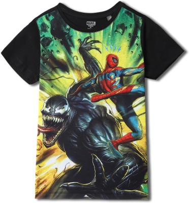 Marvel by Wear Your Mind Boys Graphic Print Polycotton Regular T Shirt(Black, Pack of 1)