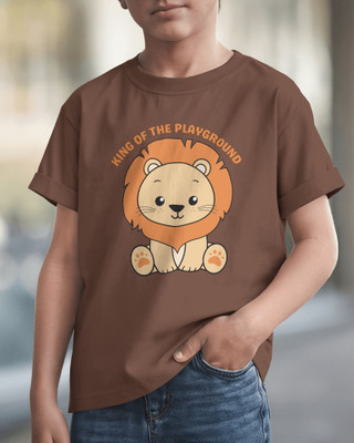 AMUDA Baby Boys & Baby Girls Printed Cotton Blend Regular T Shirt(Brown, Pack of 1)