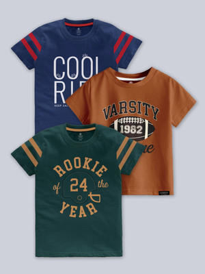 Codez Boys Printed Cotton Blend Regular T Shirt(Multicolor, Pack of 3)