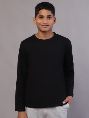 Moonaah Fashion Baby Boys Solid Pure Cotton Regular T Shirt(Black, Pack of 1)