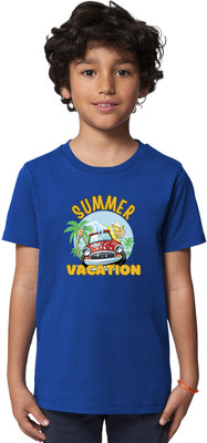 Weatherswear Boys Typography, Printed Pure Cotton Regular T Shirt(Multicolor, Pack of 1)