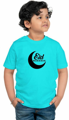 CHOMMBOOKA TREND Boys Printed Pure Cotton Regular T Shirt(Blue, Pack of 1)