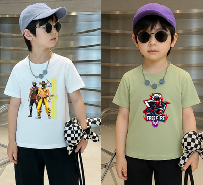 Lecowar Boys Printed Polyester Regular T Shirt(White, Green, Pack of 1)