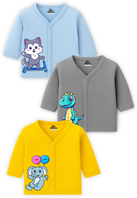 KidBee Baby Boys & Baby Girls Printed Cotton Blend Regular T Shirt(Multicolor, Pack of 3)