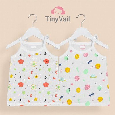 TinyVail Baby Boys & Baby Girls Printed Pure Cotton Regular T Shirt(White, Pack of 2)