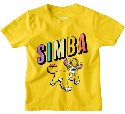 BonOrganik Boys Printed Pure Cotton Regular T Shirt(Yellow, Pack of 1)