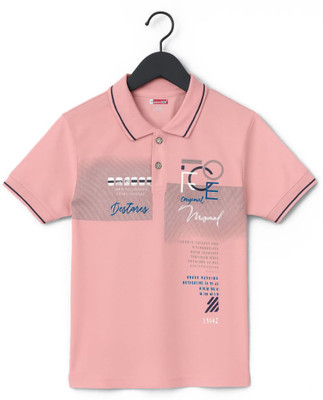JACKBOY Boys Printed Polycotton Regular T Shirt(Pink, Pack of 1)