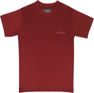 Glensen Boys Solid Polyester Regular T Shirt(Maroon, Pack of 1)