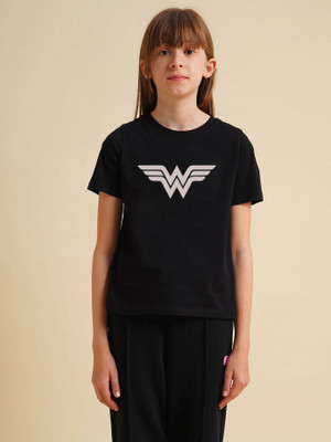 brief chickade Girls Graphic Print Pure Cotton Regular T Shirt(Black, Pack of 20)