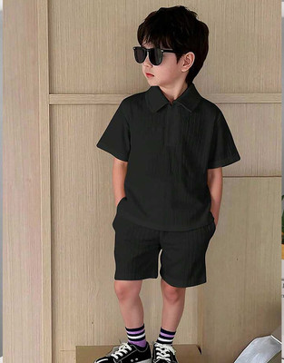 Ramiaaz Baby Boys Printed Cotton Blend Regular T Shirt(Black, Pack of 1)