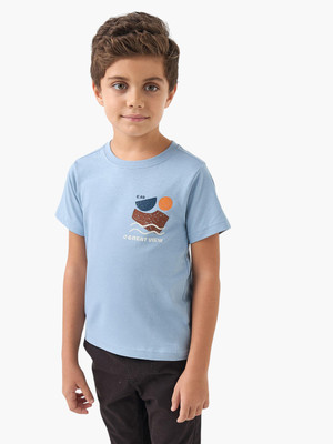 JUNIORS by Babyshop Boys Graphic Print Pure Cotton Regular T Shirt(Blue, Pack of 1)