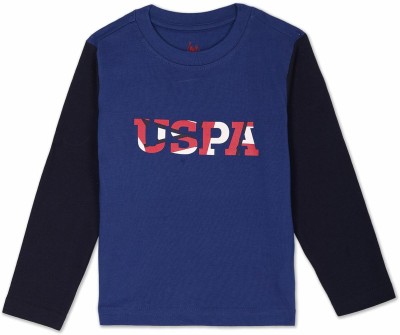 U.S. POLO ASSN. Boys Colorblock Pure Cotton T Shirt(Blue, Pack of 1)
