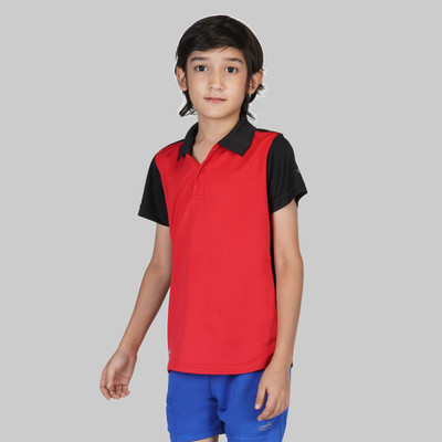 VECTOR X Boys Colorblock Polyester Regular T Shirt(Red, Pack of 1)