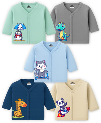 KidBee Baby Boys & Baby Girls Printed Cotton Blend Regular T Shirt(Multicolor, Pack of 5)