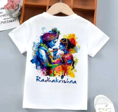INDIAN EAGLE Boys & Girls Printed Polyester Regular T Shirt(White, Pack of 1)