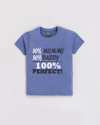 Gentle Giggles Baby Boys & Baby Girls Printed Pure Cotton Regular T Shirt(Light Blue, Pack of 1)