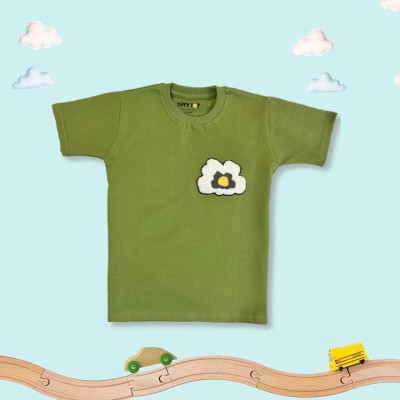 Tippy Top Boys Printed Pure Cotton Regular T Shirt(Green, Pack of 1)