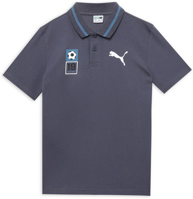 PUMA Boys Solid Cotton Blend Regular T Shirt(Grey, Pack of 1)
