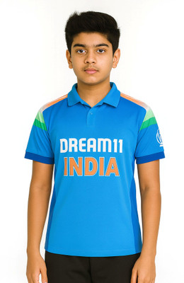 Ryze Boys & Girls Printed Polyester Regular T Shirt(Blue, Pack of 1)