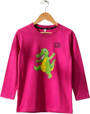 Nexgo Baby Boys & Baby Girls Printed Cotton Blend Regular T Shirt(Purple, Pack of 1)