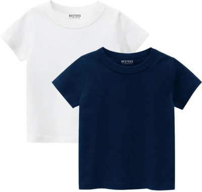 BESTEESCLOTHING Baby Boys & Baby Girls Solid Pure Cotton T Shirt(Blue, Pack of 2)