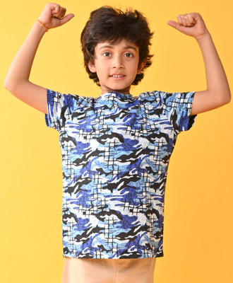 anthrilo Baby Boys Printed Pure Cotton Regular T Shirt(Multicolor, Pack of 1)
